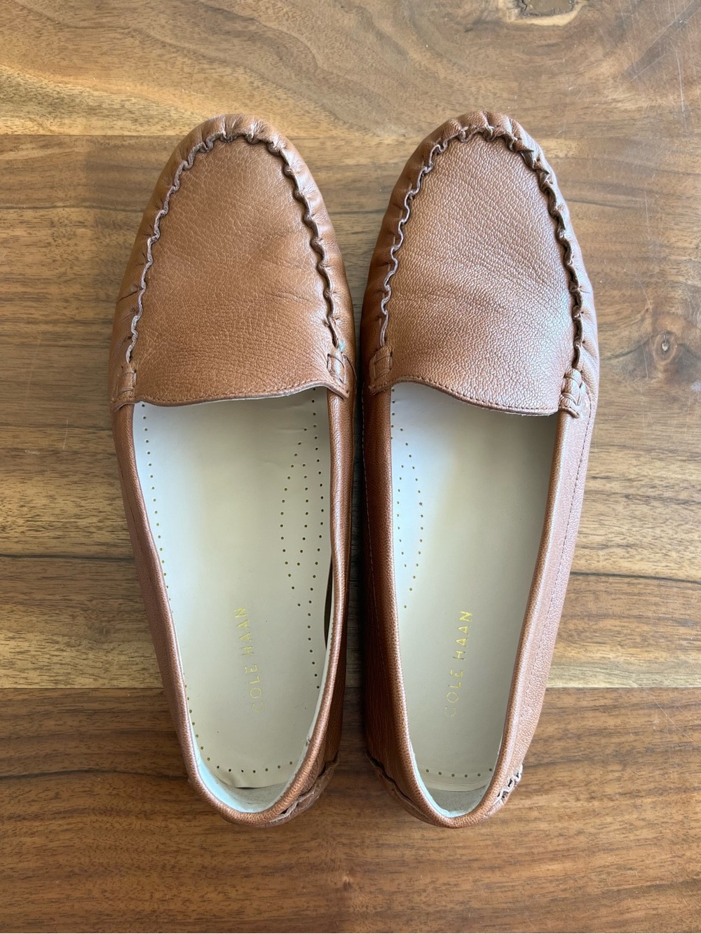 Cole Haan Evelyn Driving Shoe/ Slip-On Loafer in Tan/Pecan Genuine Leather